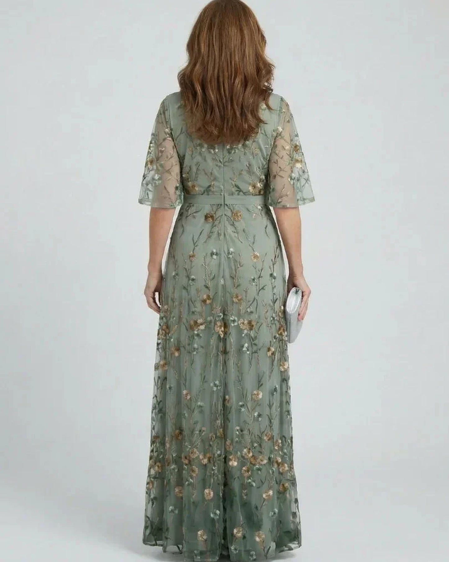 Geltrude Women's Maxi Dress | Floral Embroidery | Kimono Sleeves