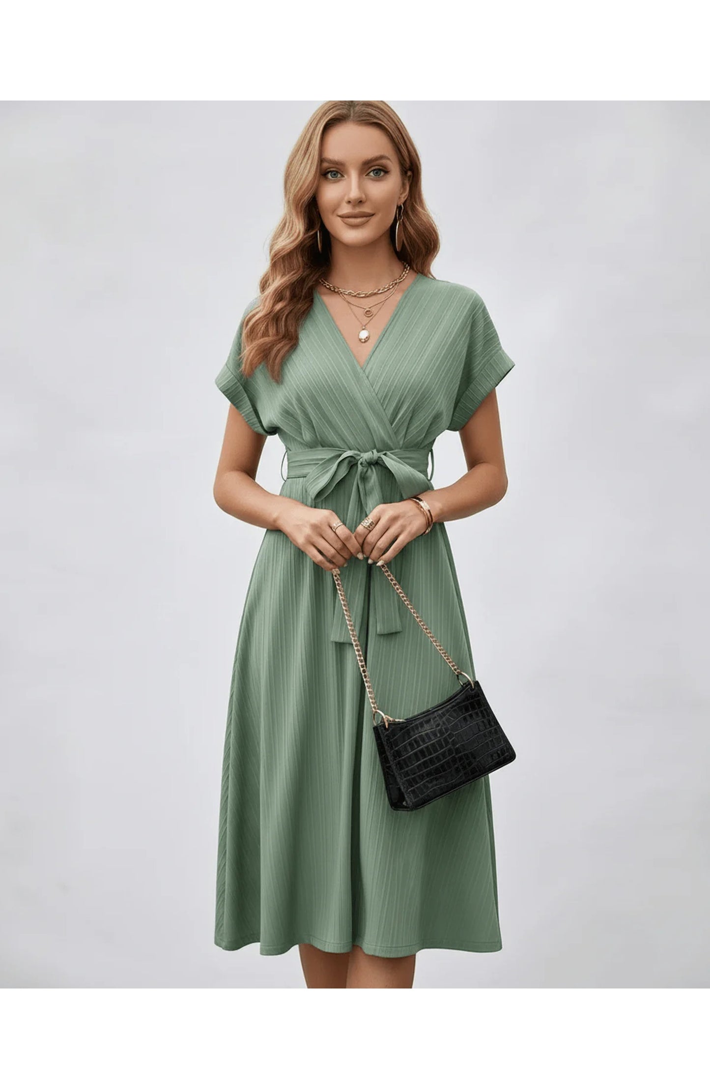 Pascale Women's Midi Dress | V-Neck | Wrap Design