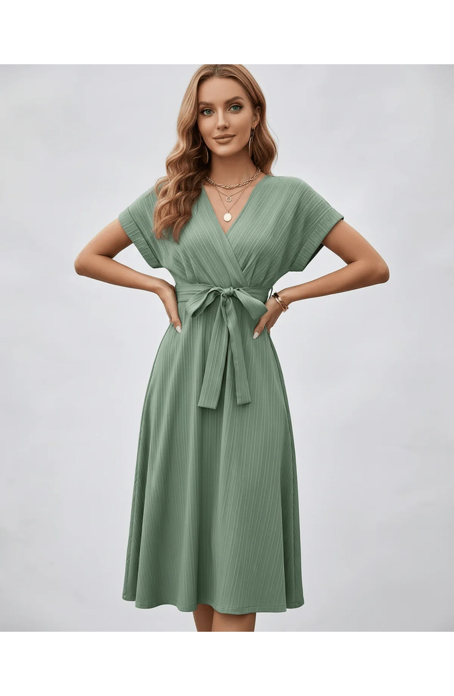 Pascale Women's Midi Dress | V-Neck | Wrap Design