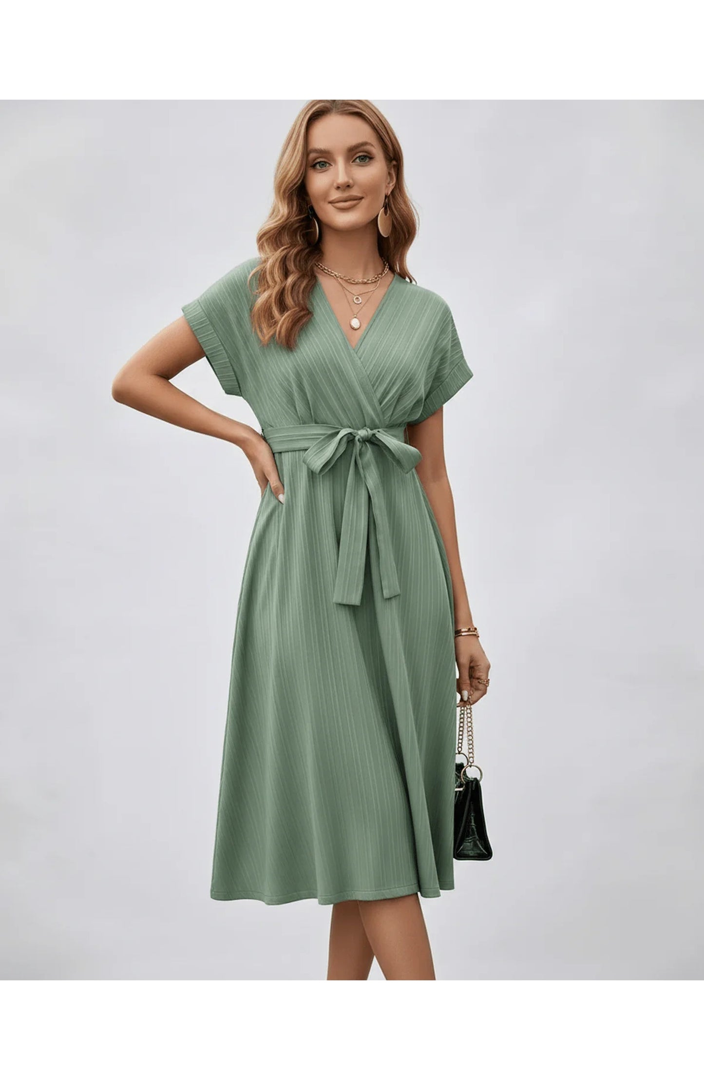 Pascale Women's Midi Dress | V-Neck | Wrap Design