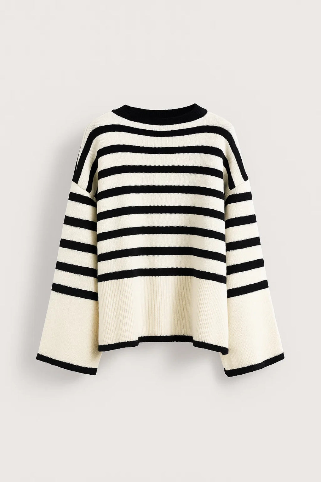Signe Trui | Gestreepte Losvallende Trui met Ronde Hals 1