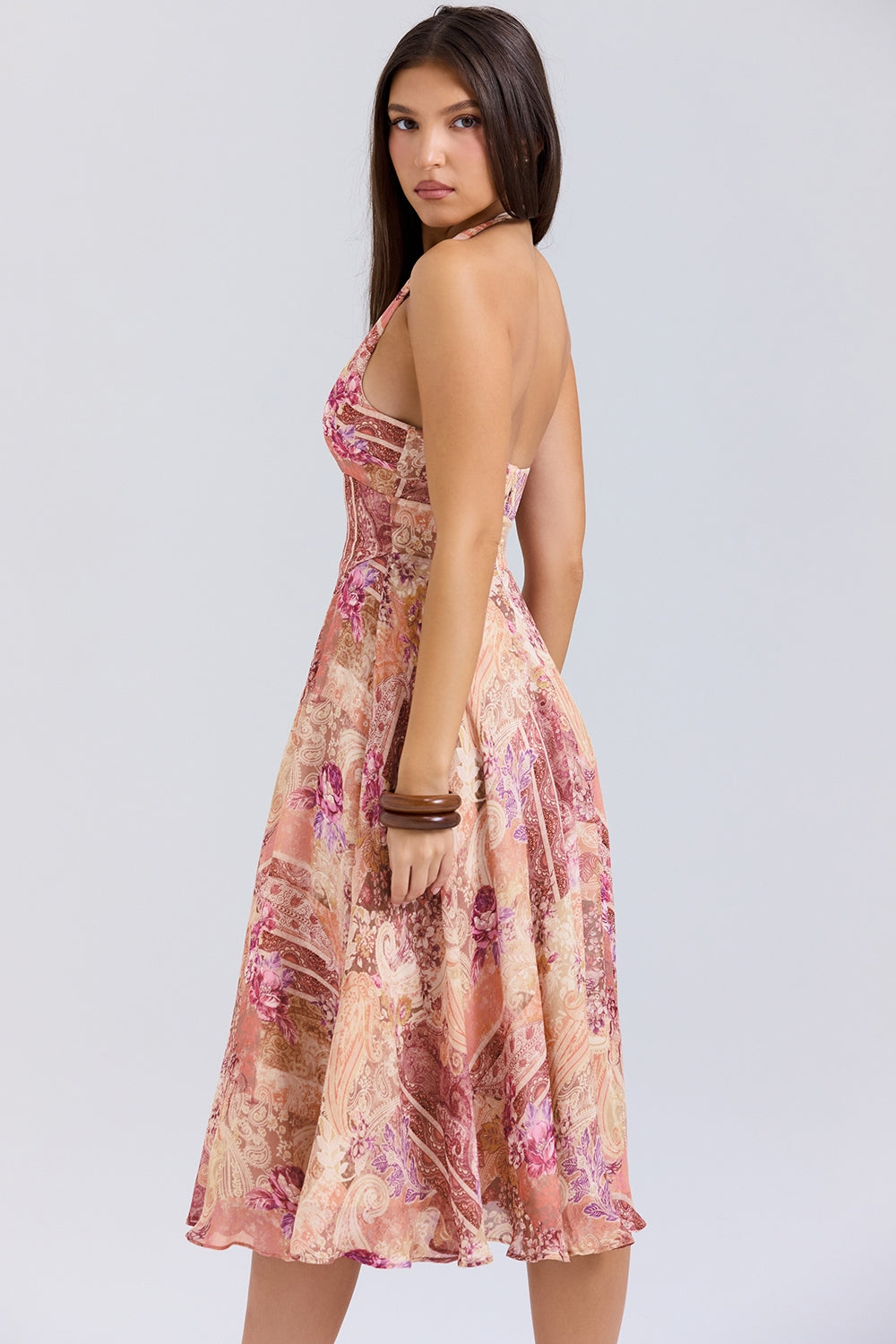 Solea Midi Jurk | Halternek en Vintage Paisley Print Dames 5
