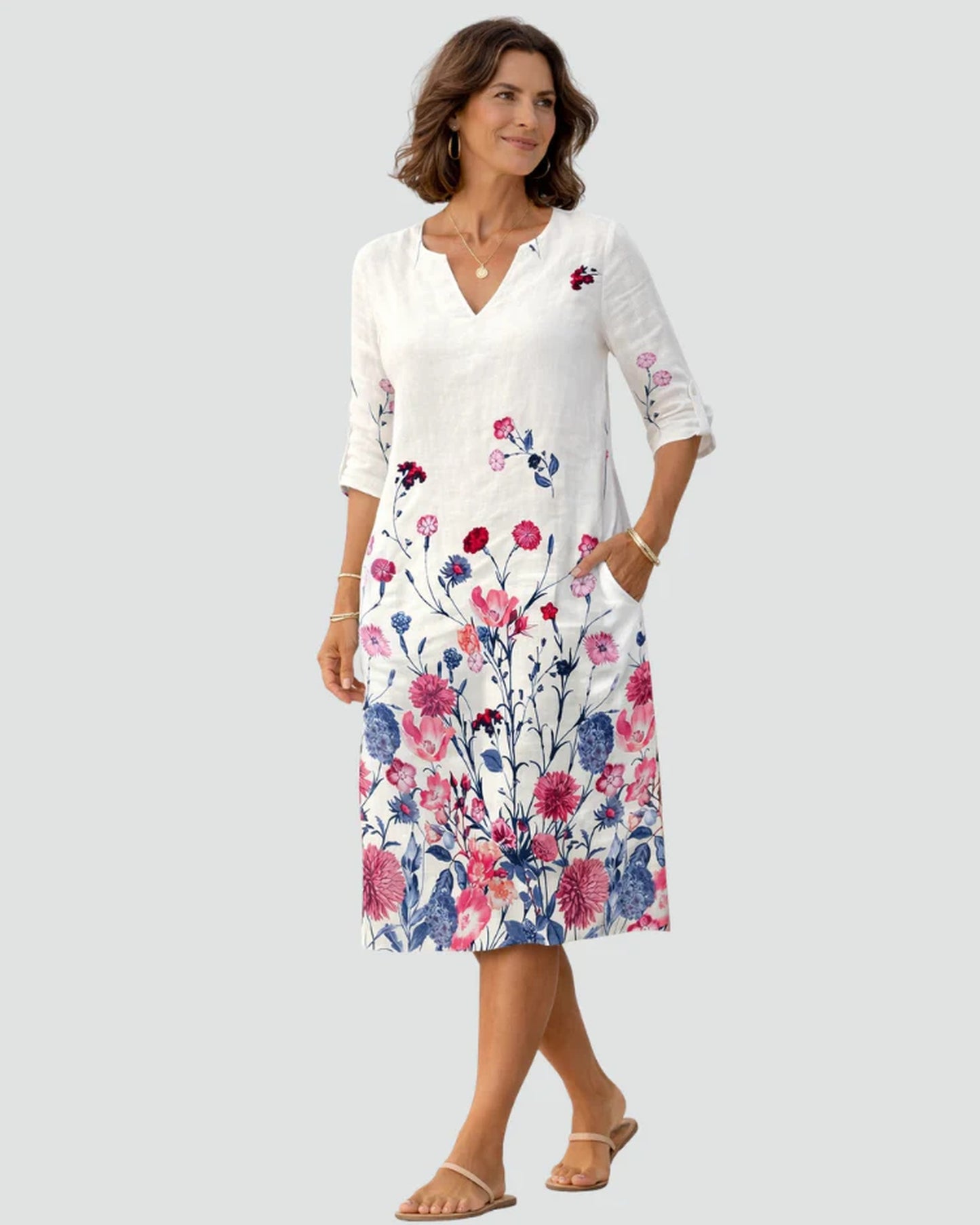 Auriane Women's Mini Dress | V-Neck | Floral-print Hem