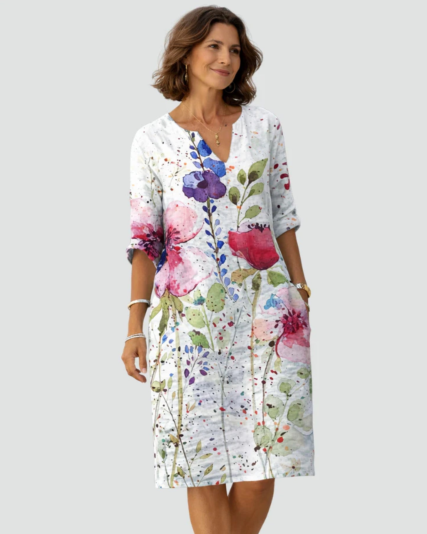 Auriane Women's Mini Dress | V-Neck | Floral-print Hem