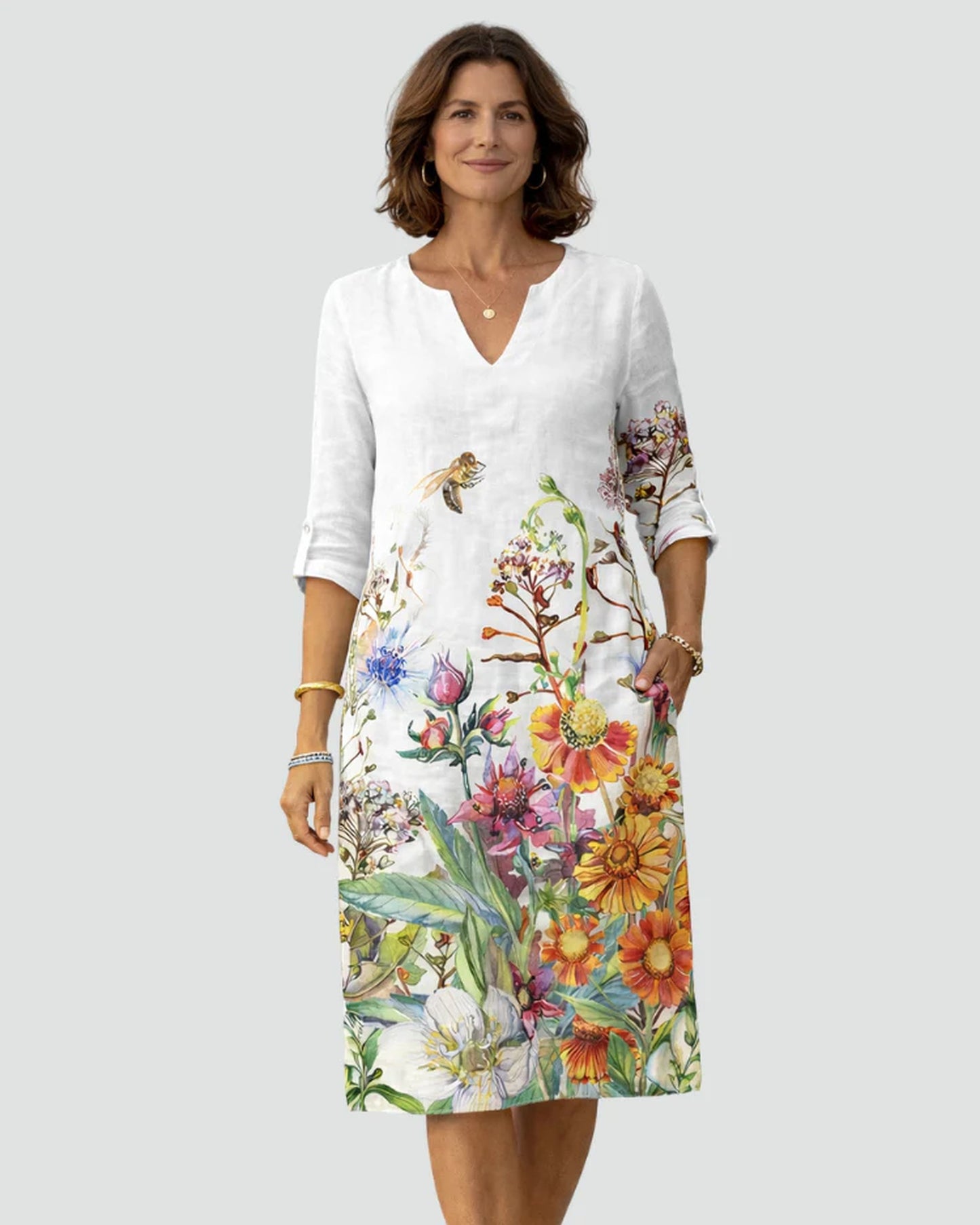 Auriane Women's Mini Dress | V-Neck | Floral-print Hem