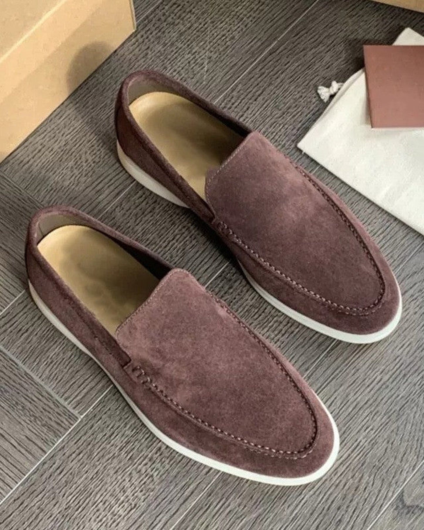Enzo Heren Loafers | Suede Finish | Kontrastfarvet Sålkant