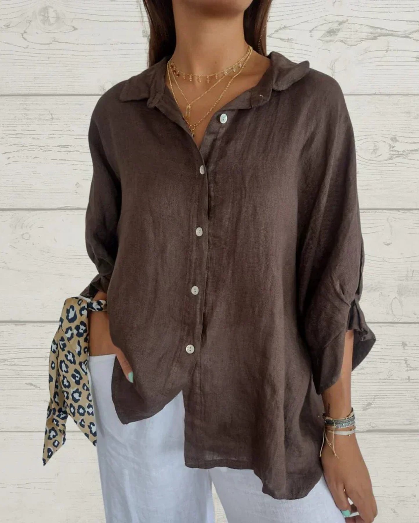 Méline Dames Blouse | Klassieke Kraag | Losvallende Pasvorm