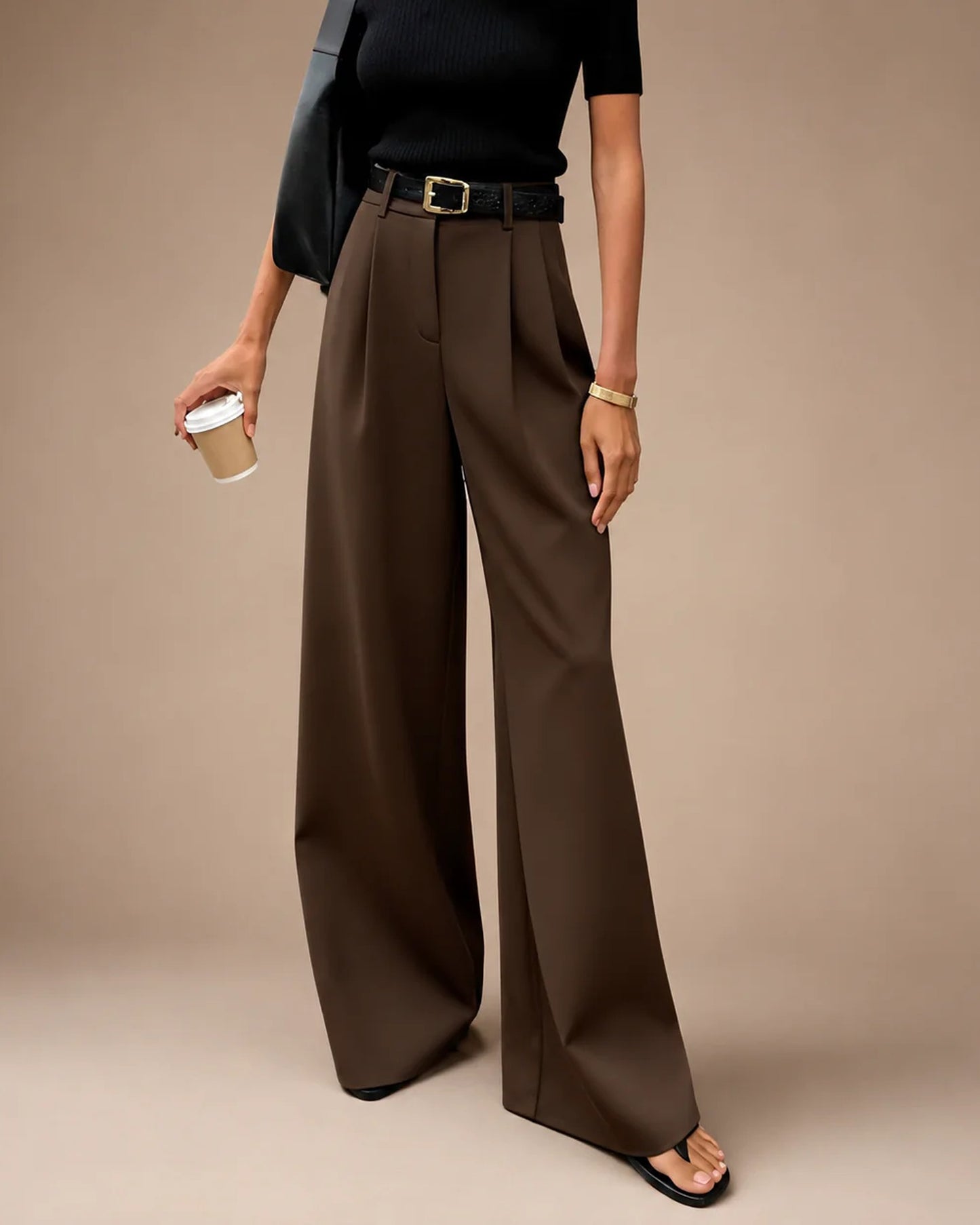 Reine-Marie Dames Broek | Wijde Pijpen | Hoge Taille