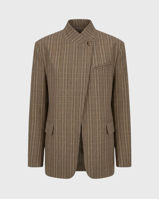 Hadwige Dames Blazer | Stående Krave | Rudemønster