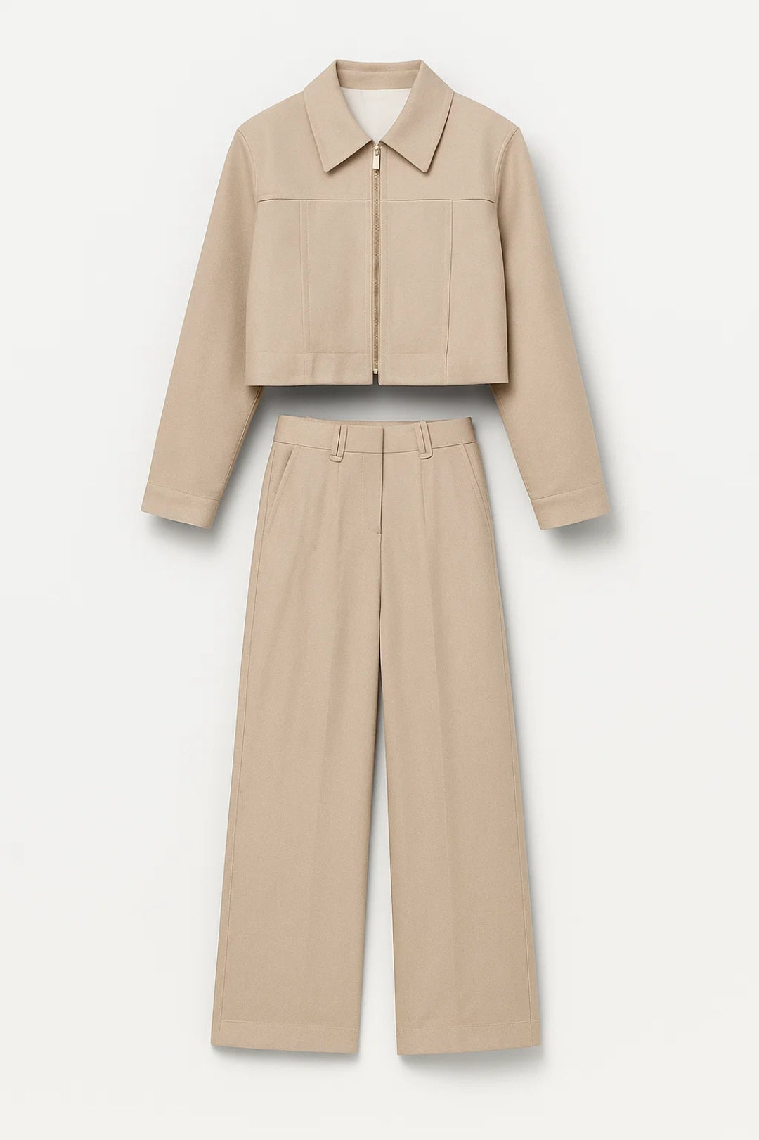 Tindra Tweedelige Set Dames | Korte Jack met Rits en High-Waist Broek 1