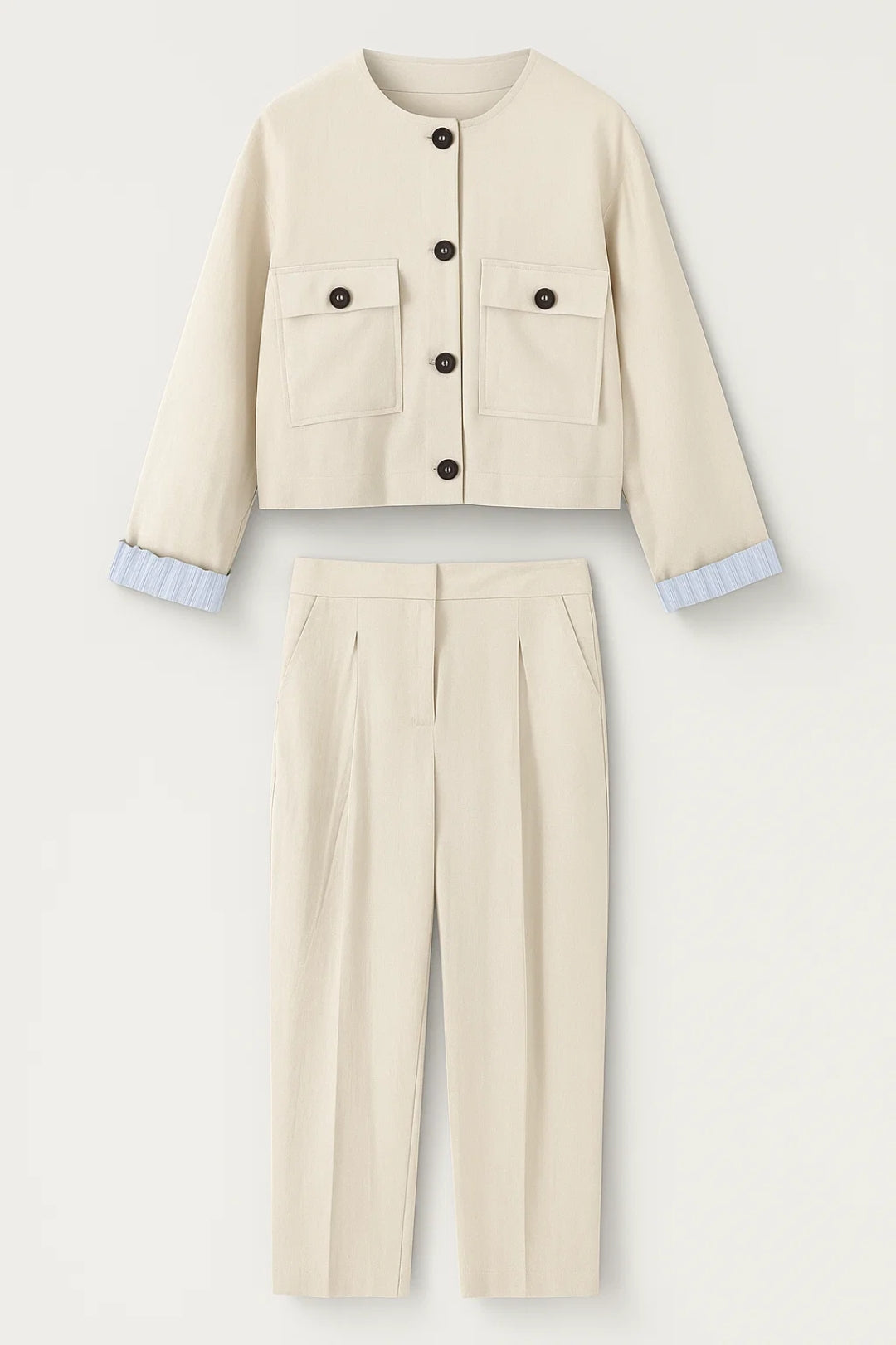 Tiziana Tweedelige Set Dames | Cropped Jasje | Minimalistisch | Rechte Broek 0