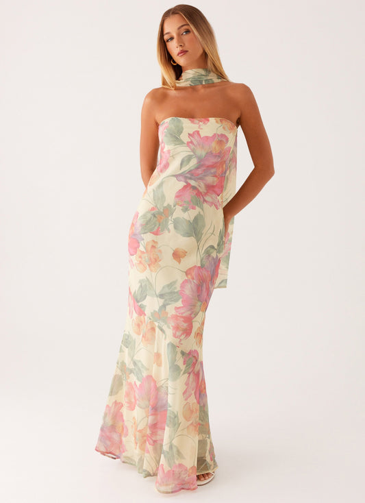 Yente Maxi Jurk – Romantische Bloemenprint met Verstelbare Bandjes en V-Hals 1