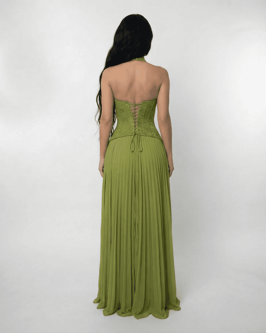 Valentina Maxi-jurk | Aansluitend | Met Kant | Geplooide Rok 1