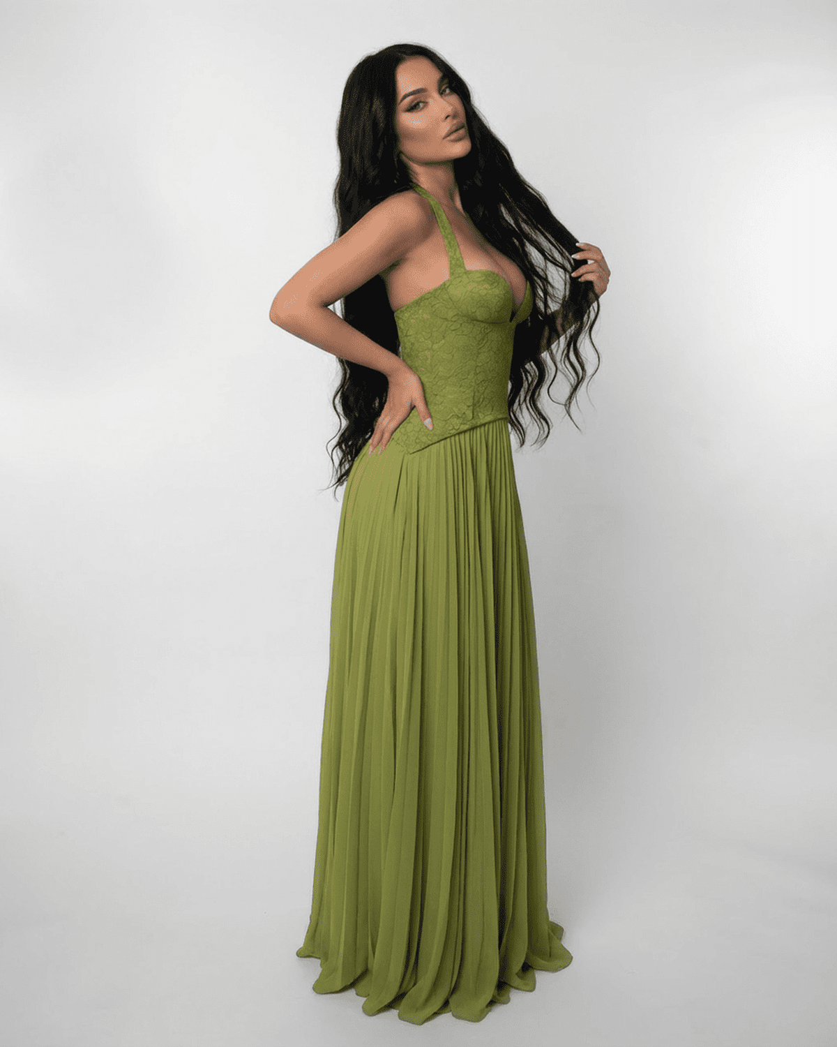 Valentina Maxi-jurk | Aansluitend | Met Kant | Geplooide Rok 2