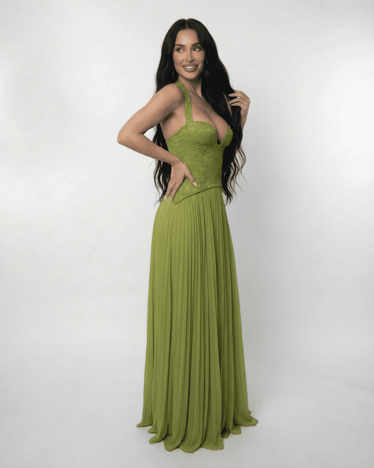 Valentina Maxi-jurk | Aansluitend | Met Kant | Geplooide Rok 3