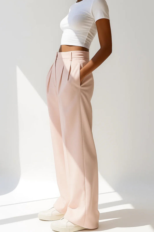 Viviana Dames Broek | Hoge Taille | Flared | Nette Plooien 1