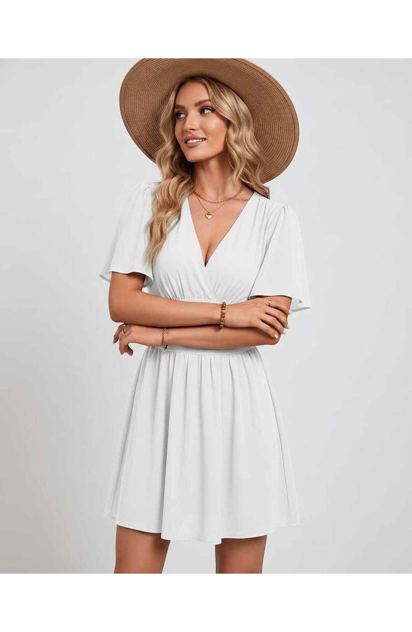 Suzanne Women's Mini Dress | V-Neck | Ruched Waist