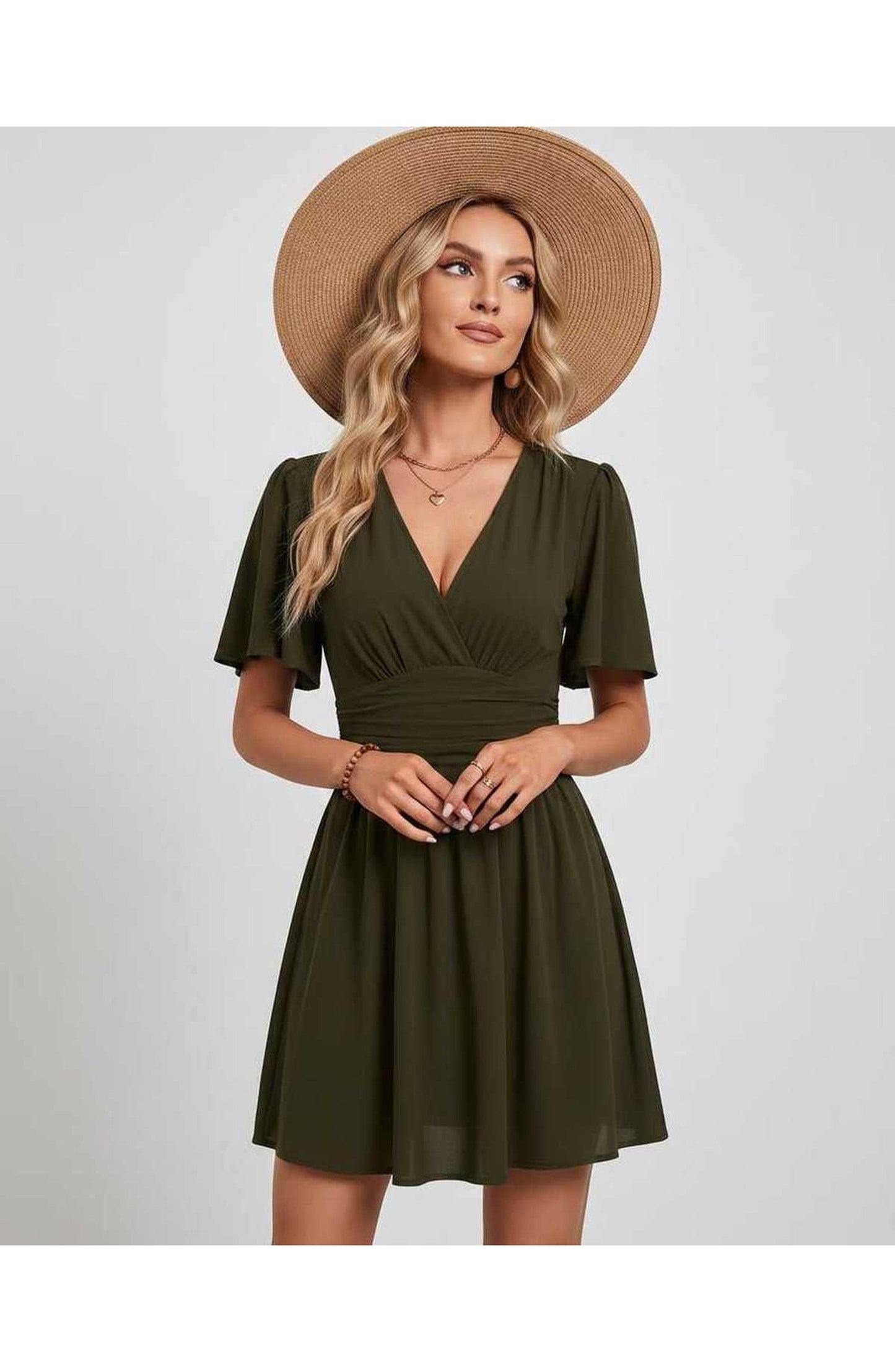 Suzanne Women's Mini Dress | V-Neck | Ruched Waist