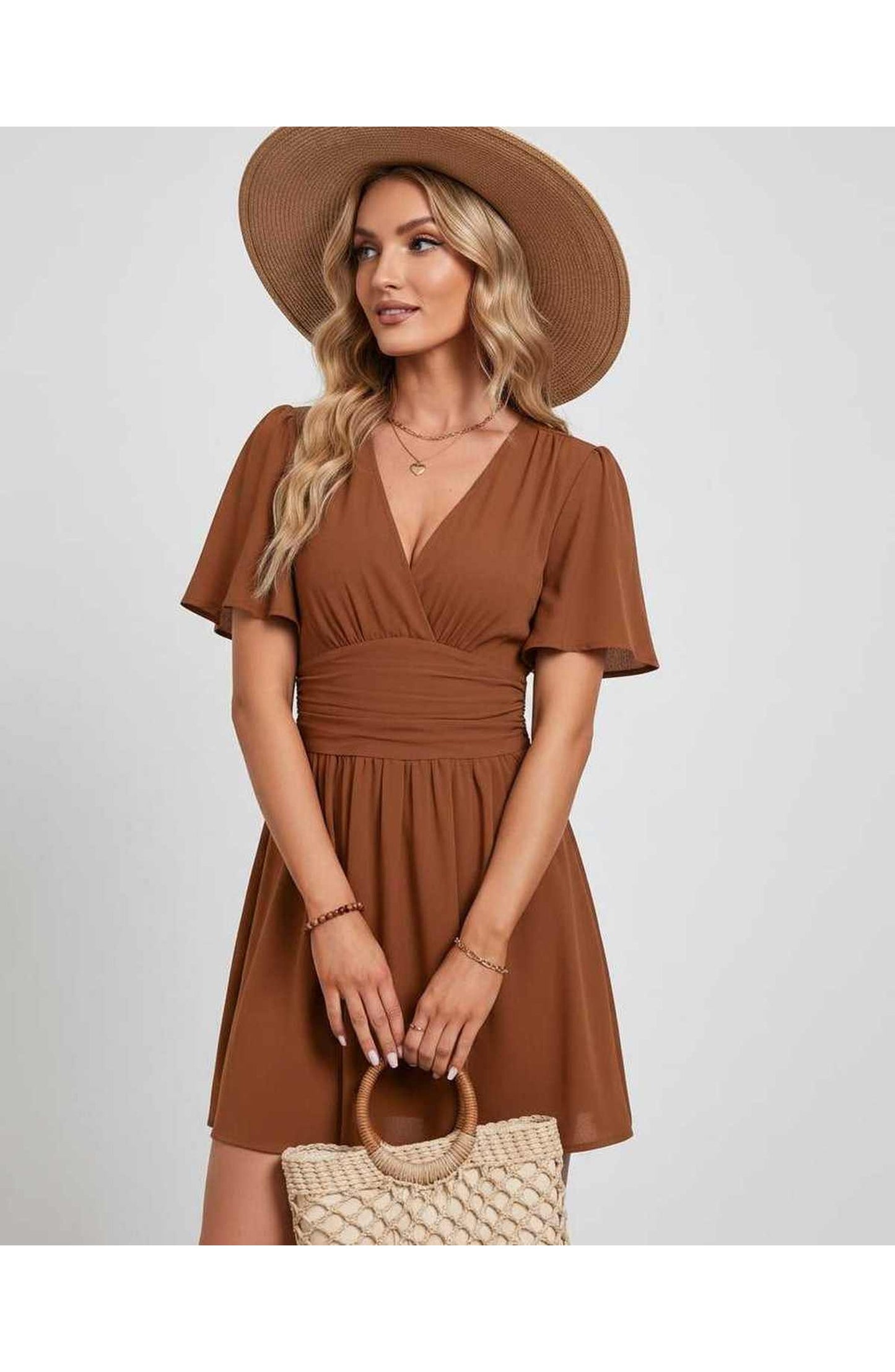 Suzanne Women's Mini Dress | V-Neck | Ruched Waist