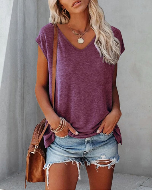 Asceline Dames T-shirt | V-Hals | Korte Mouwen