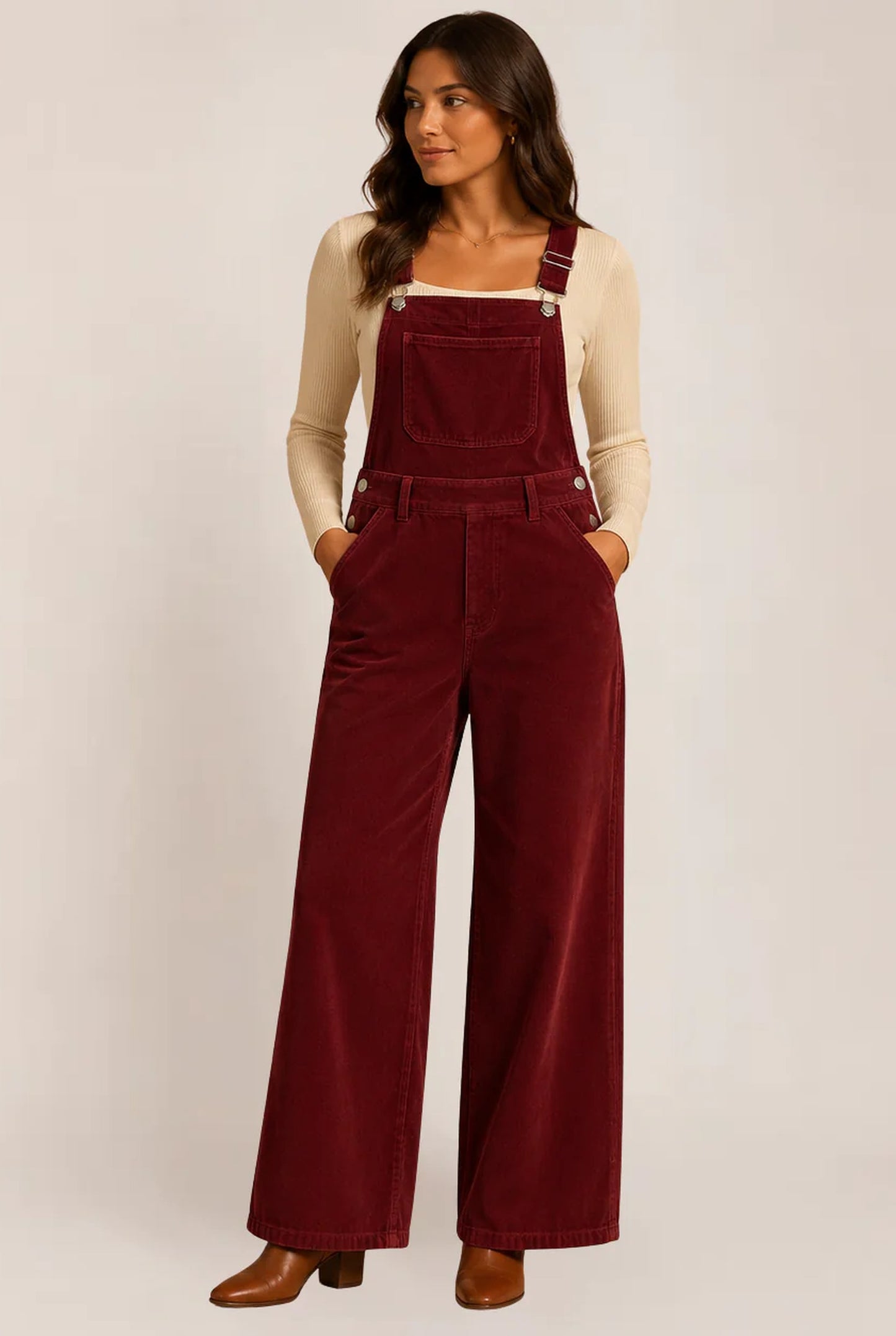 Ramona Dames Jumpsuit | Wijde Pijpen | Verstelbare Schouderbandjes