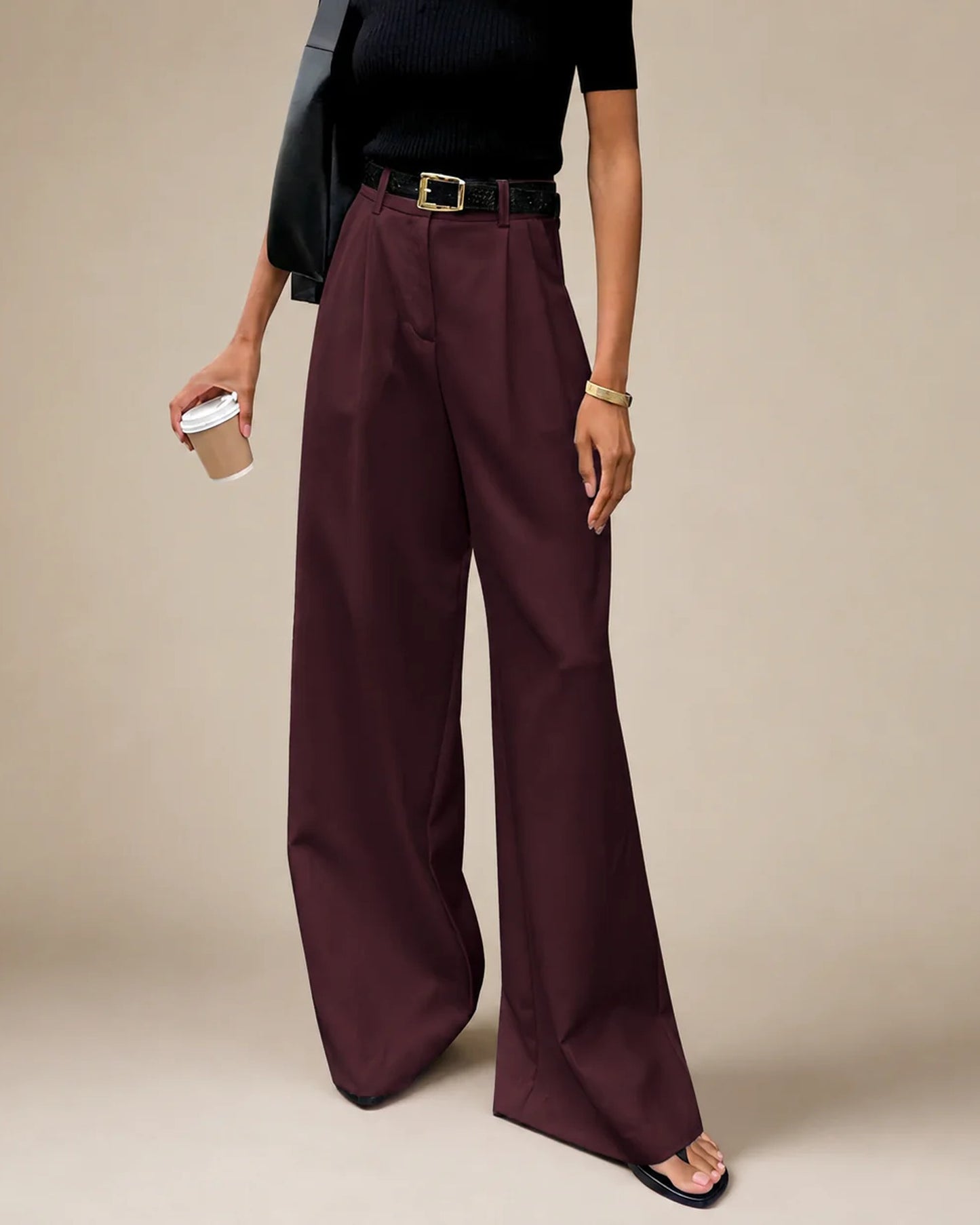 Reine-Marie Dames Broek | Wijde Pijpen | Hoge Taille