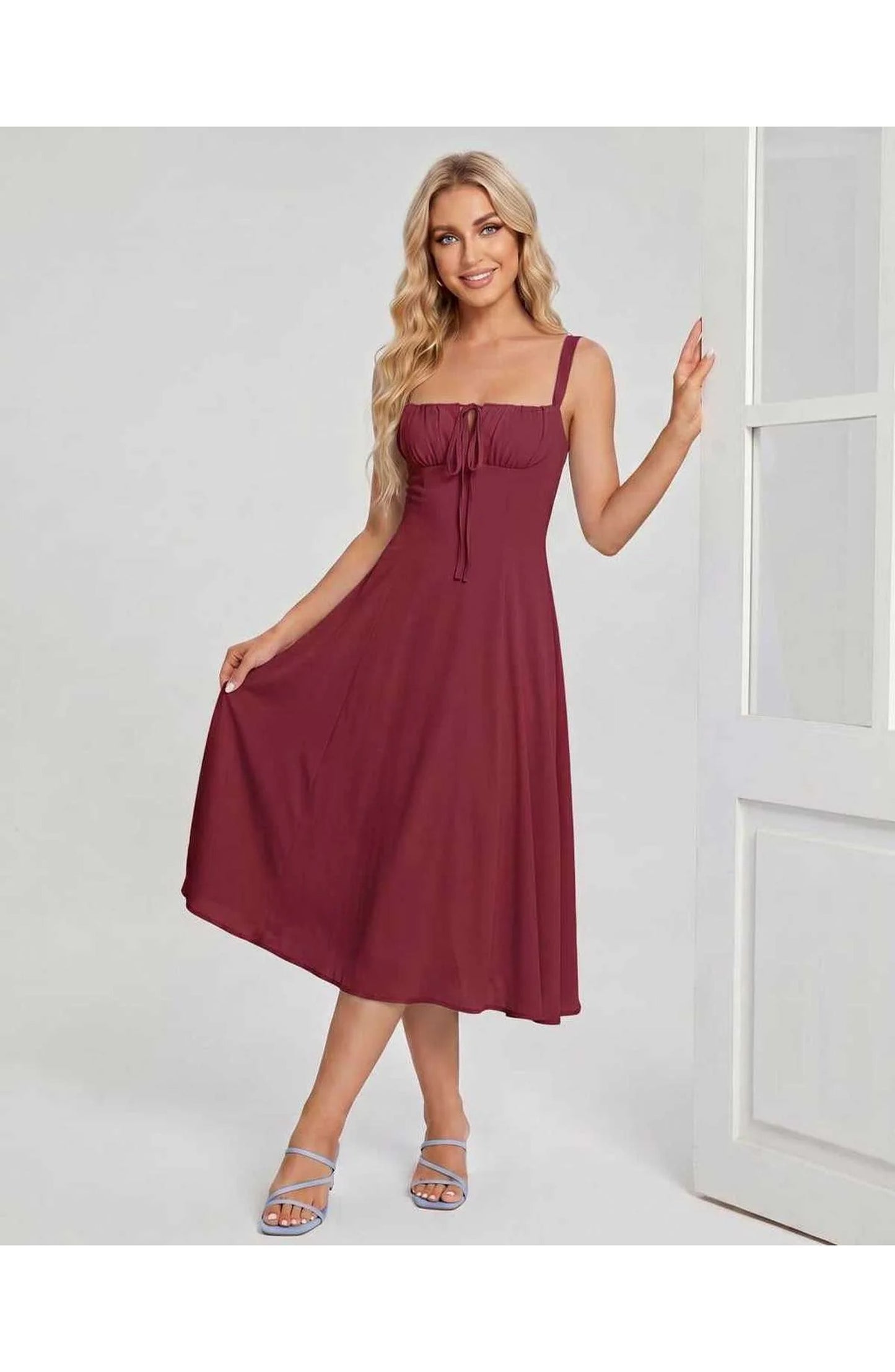Lætitia Women's Midi Dress | Square Neck | A-line