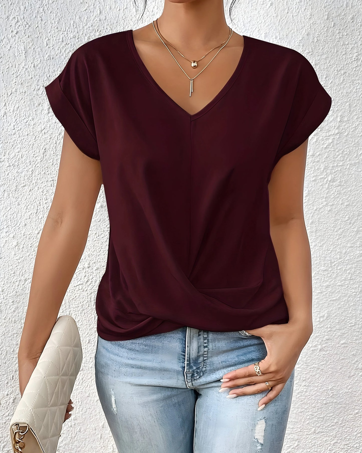 Savine Dames Top | V-Hals | Overslag Detail