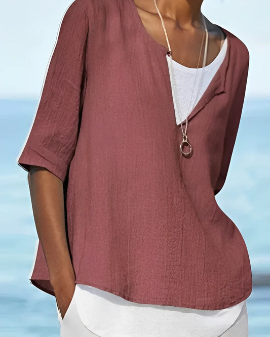 Ofélie Dames Top | V-Hals | Korte Mouwen