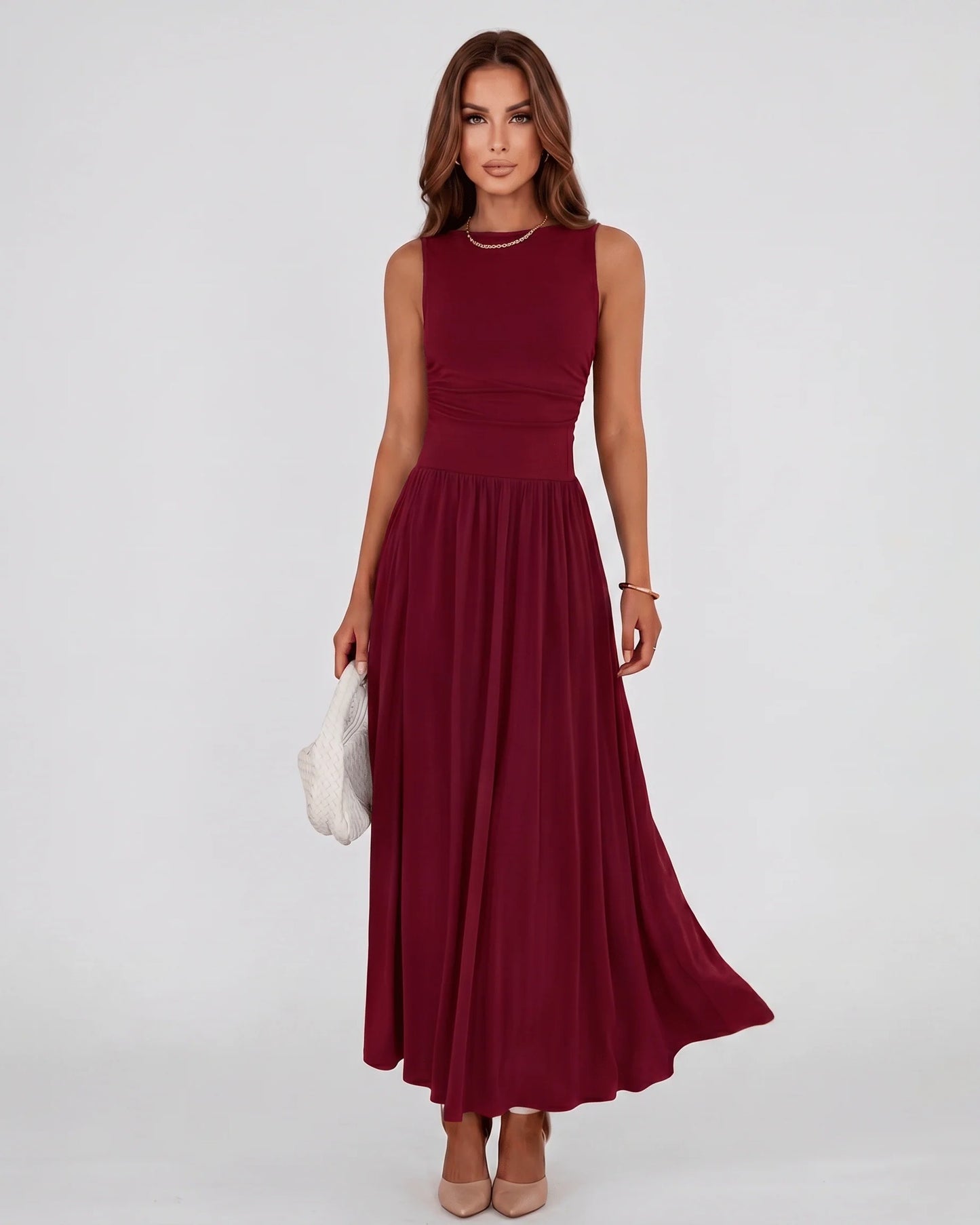 Naïs Dames Maxi Jurk | Geplooide Taille | Sleeveless