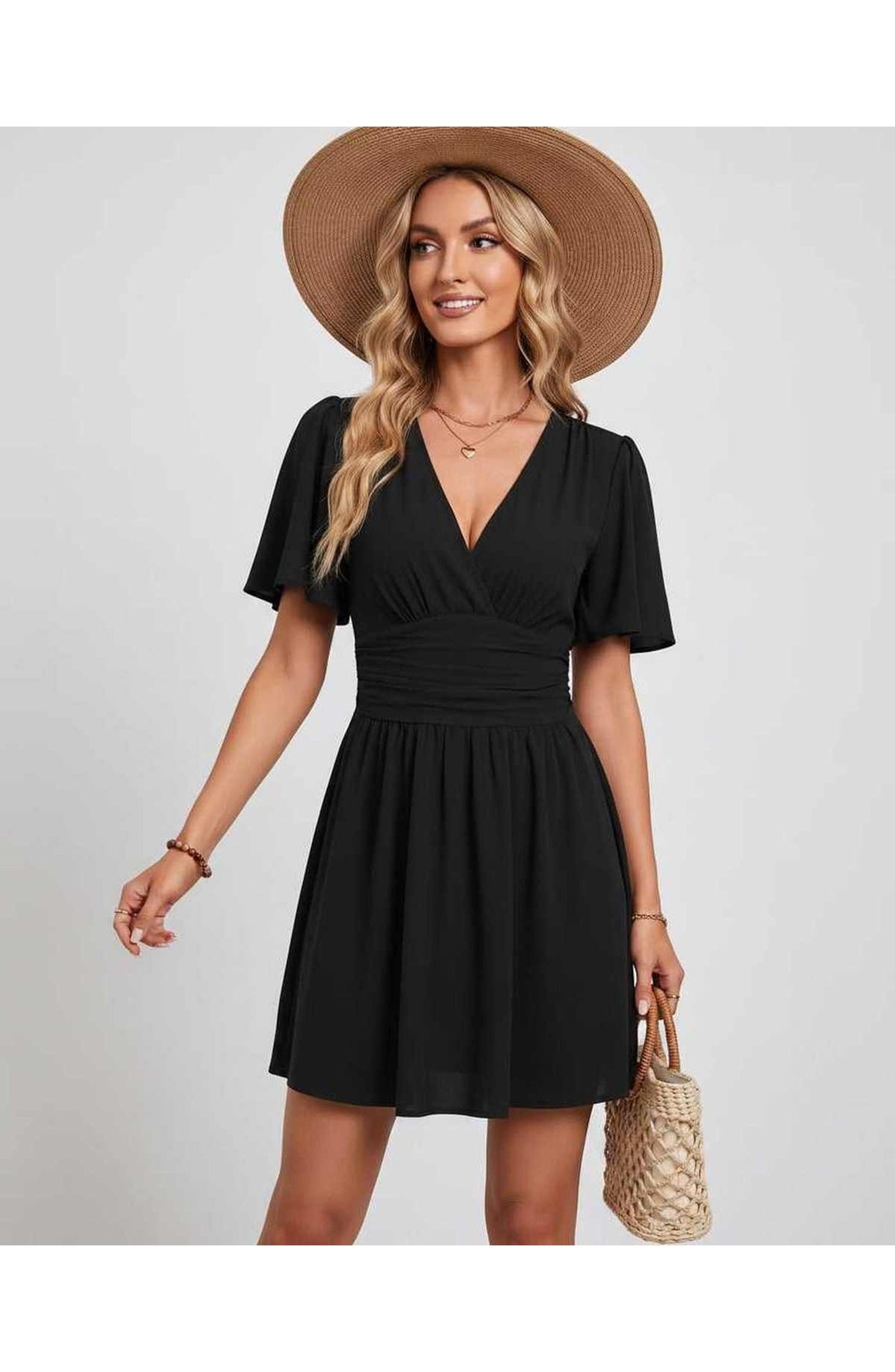 Suzanne Women's Mini Dress | V-Neck | Ruched Waist