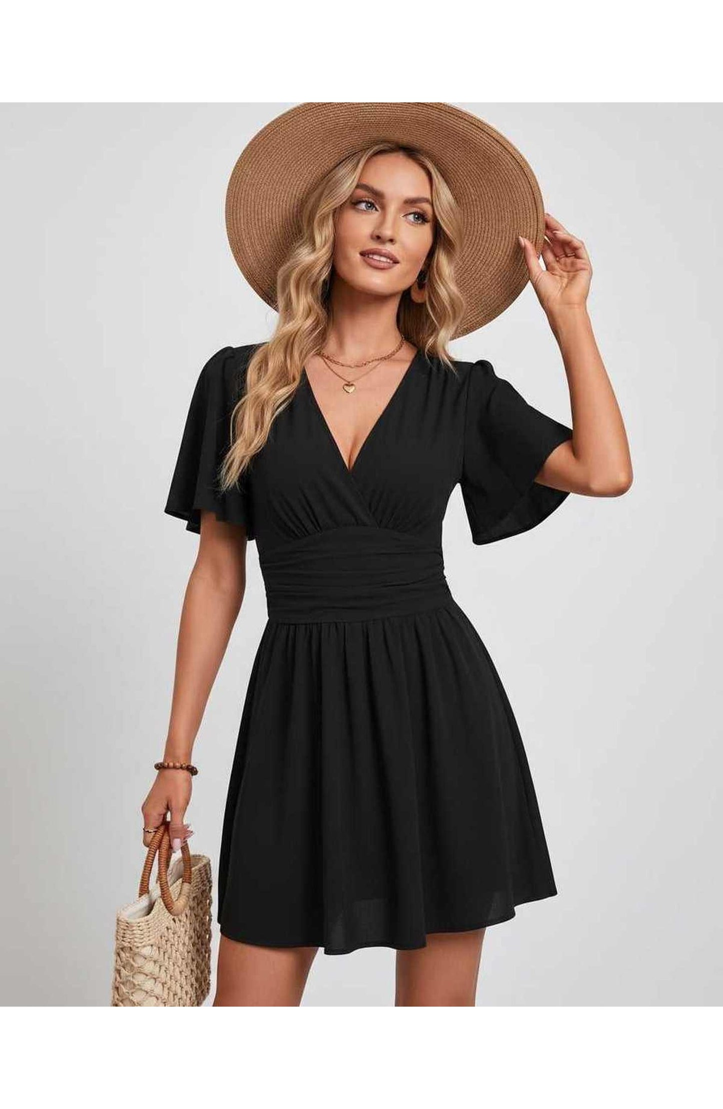 Suzanne Women's Mini Dress | V-Neck | Ruched Waist