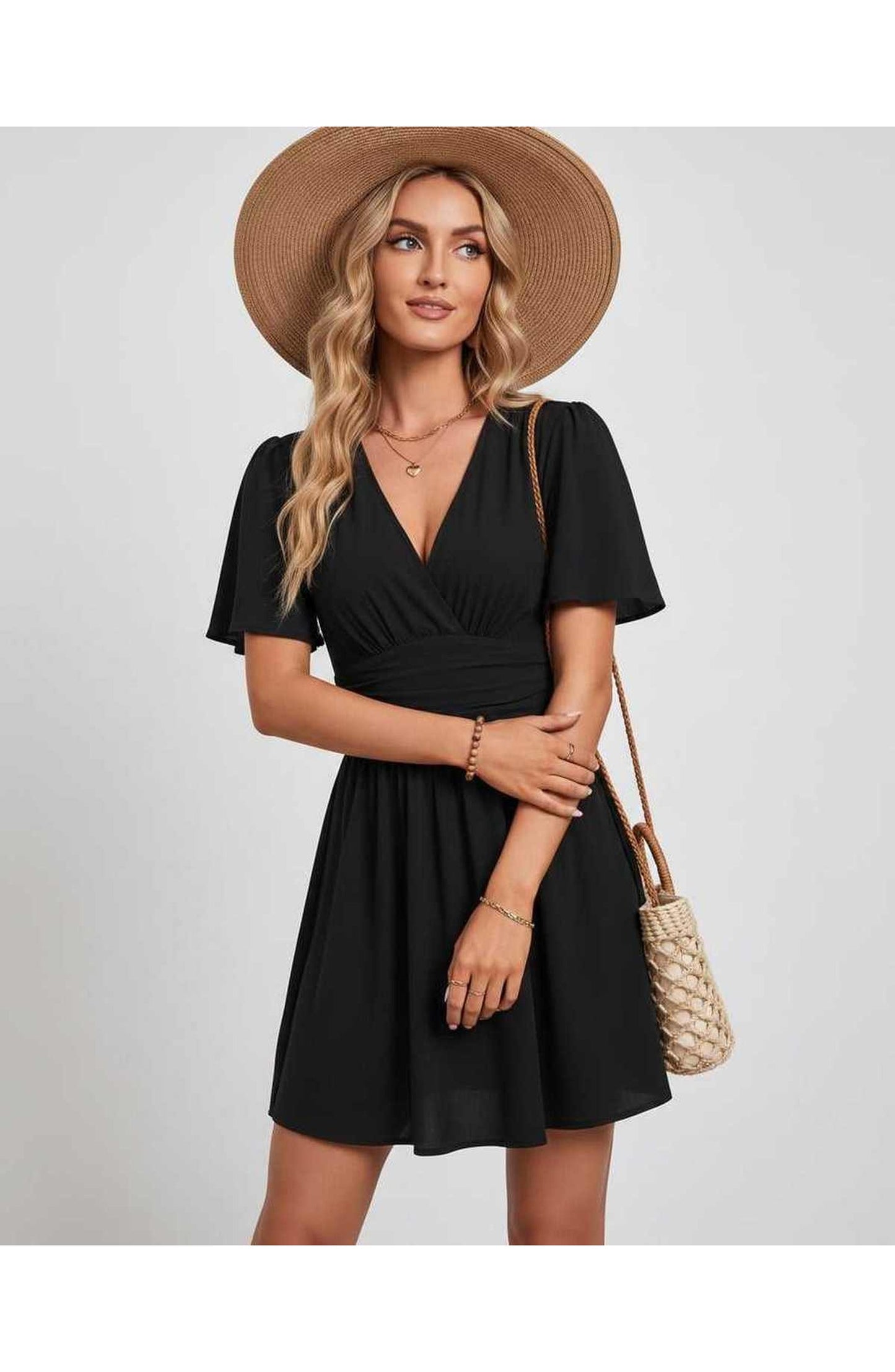 Suzanne Women's Mini Dress | V-Neck | Ruched Waist