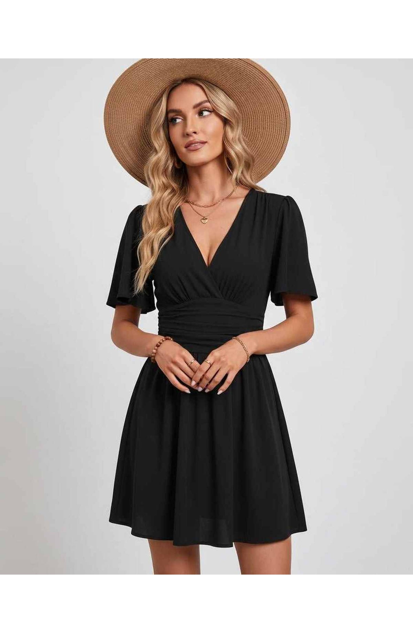 Suzanne Women's Mini Dress | V-Neck | Ruched Waist