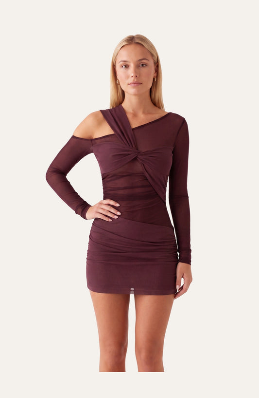 Dames Mini Jurk | Asymmetrische Off-Shoulder Hals | Gedrapeerde Twist Detail