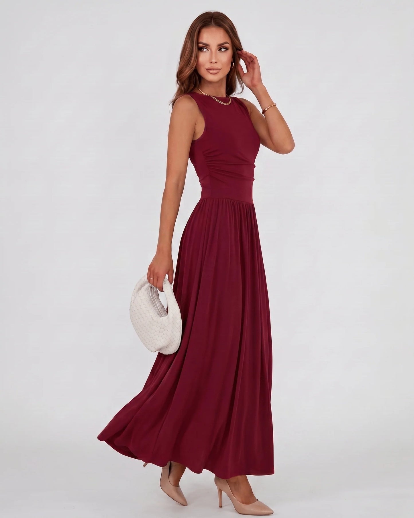 Naïs Dames Maxi Jurk | Geplooide Taille | Sleeveless