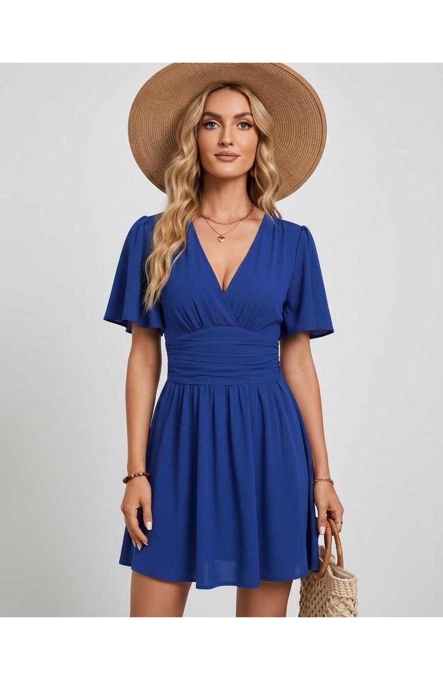 Suzanne Women's Mini Dress | V-Neck | Ruched Waist