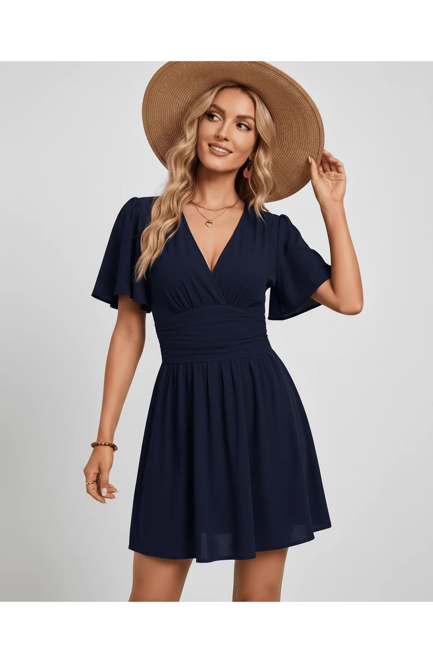 Suzanne Women's Mini Dress | V-Neck | Ruched Waist