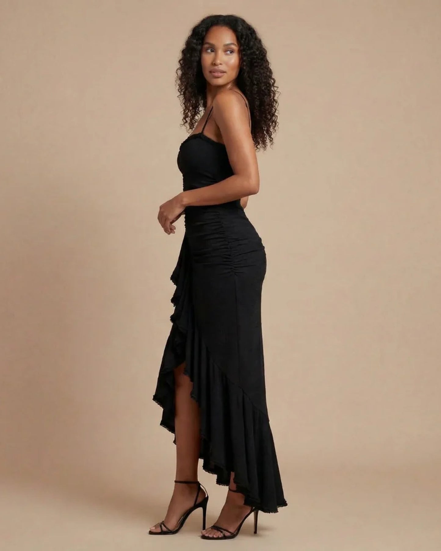 Miranda Dames Maxi Jurk | Sweetheart Hals | Ruffle Split