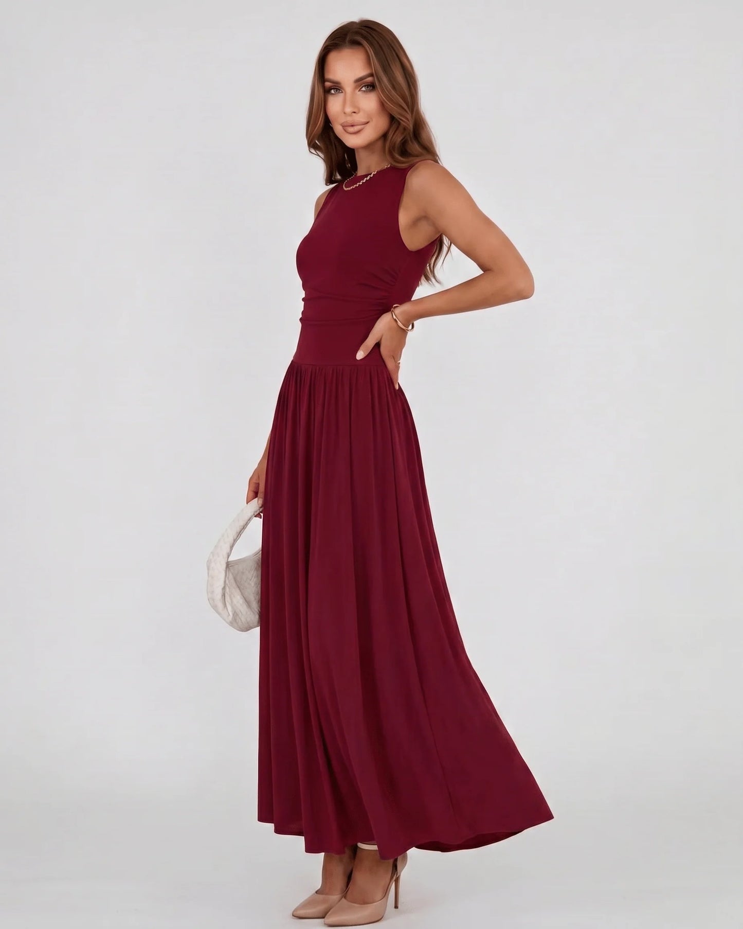 Naïs Dames Maxi Jurk | Geplooide Taille | Sleeveless