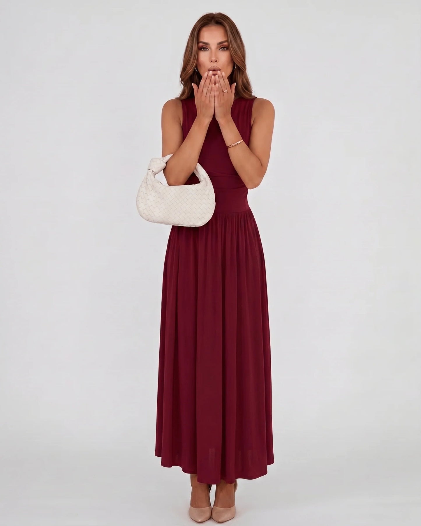Naïs Dames Maxi Jurk | Geplooide Taille | Sleeveless