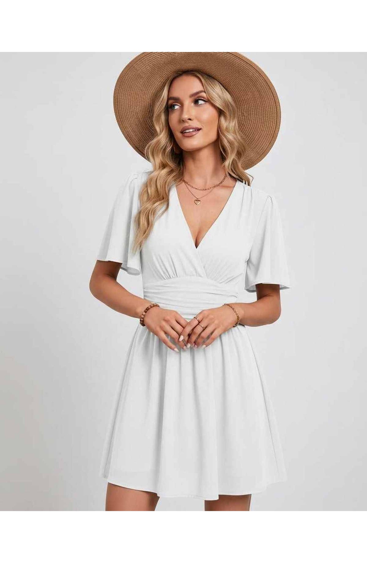 Suzanne Women's Mini Dress | V-Neck | Ruched Waist