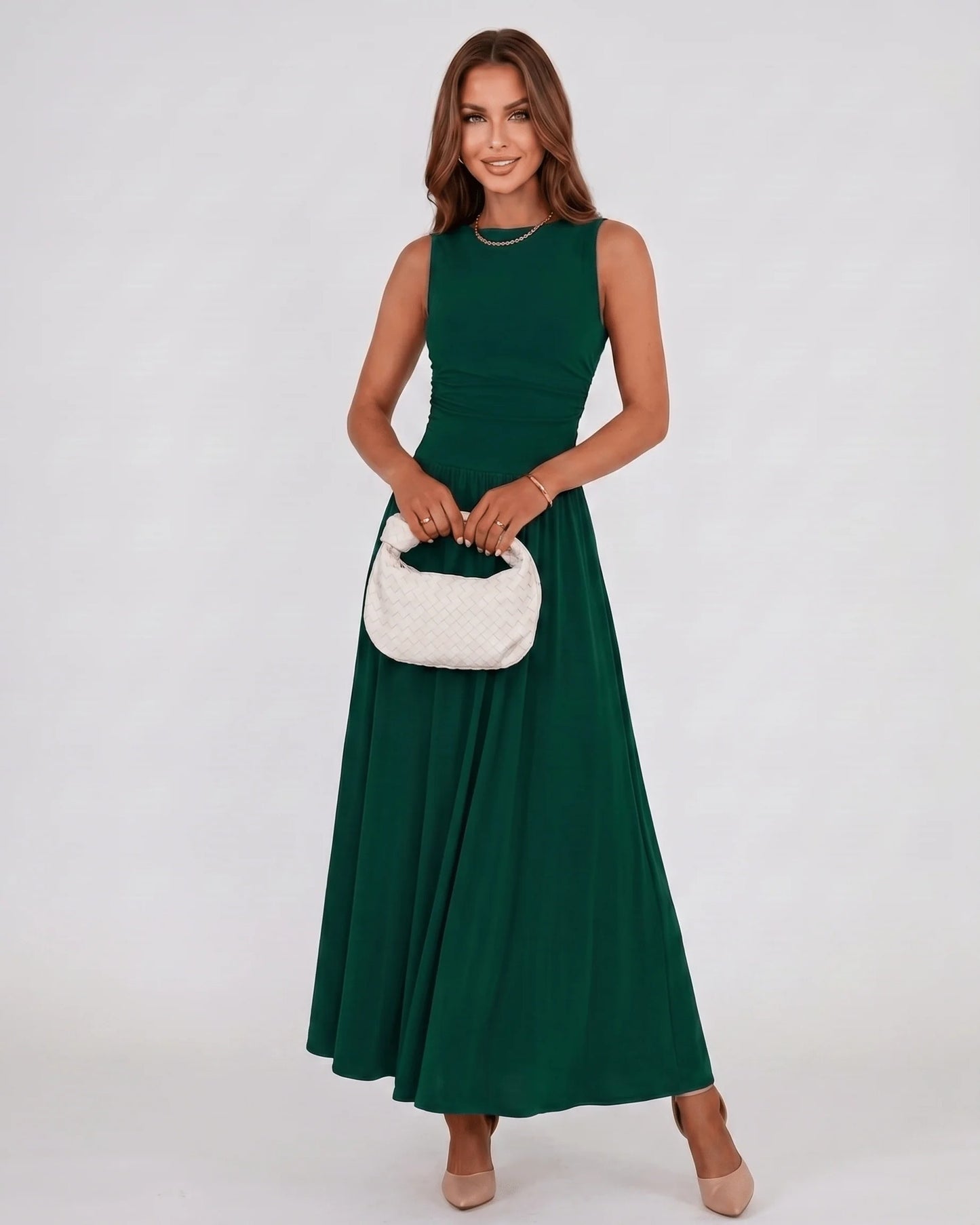 Naïs Dames Maxi Jurk | Geplooide Taille | Sleeveless
