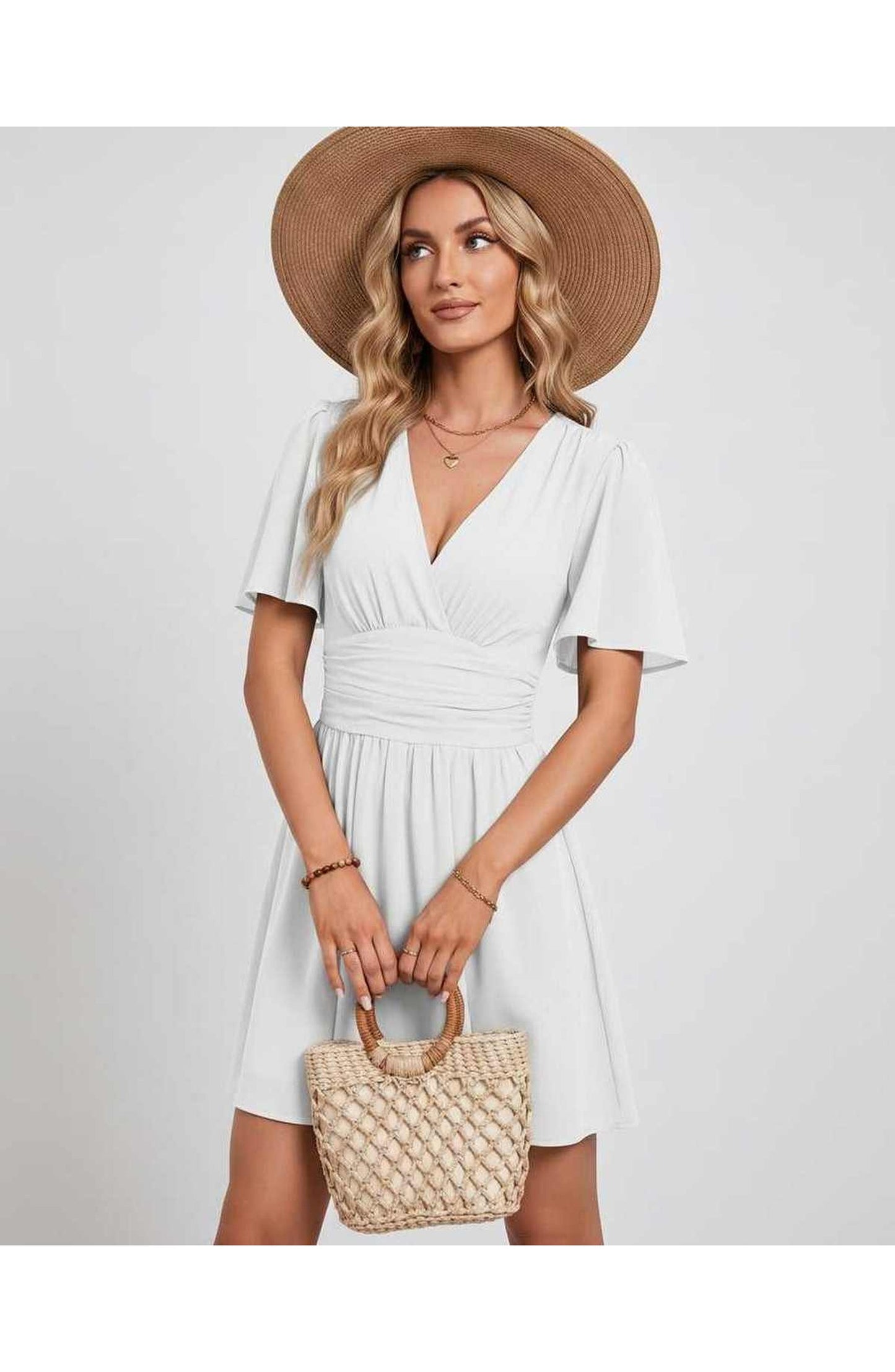 Suzanne Women's Mini Dress | V-Neck | Ruched Waist
