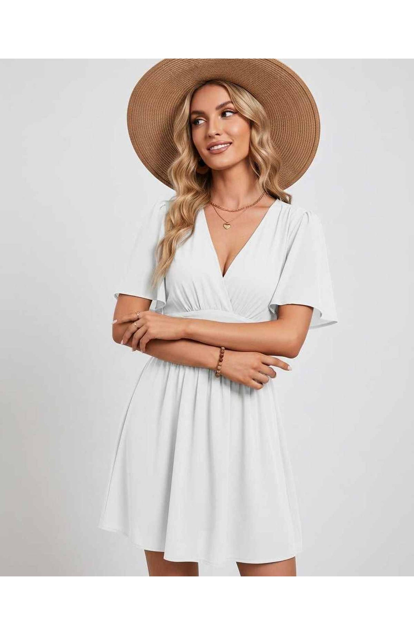 Suzanne Women's Mini Dress | V-Neck | Ruched Waist