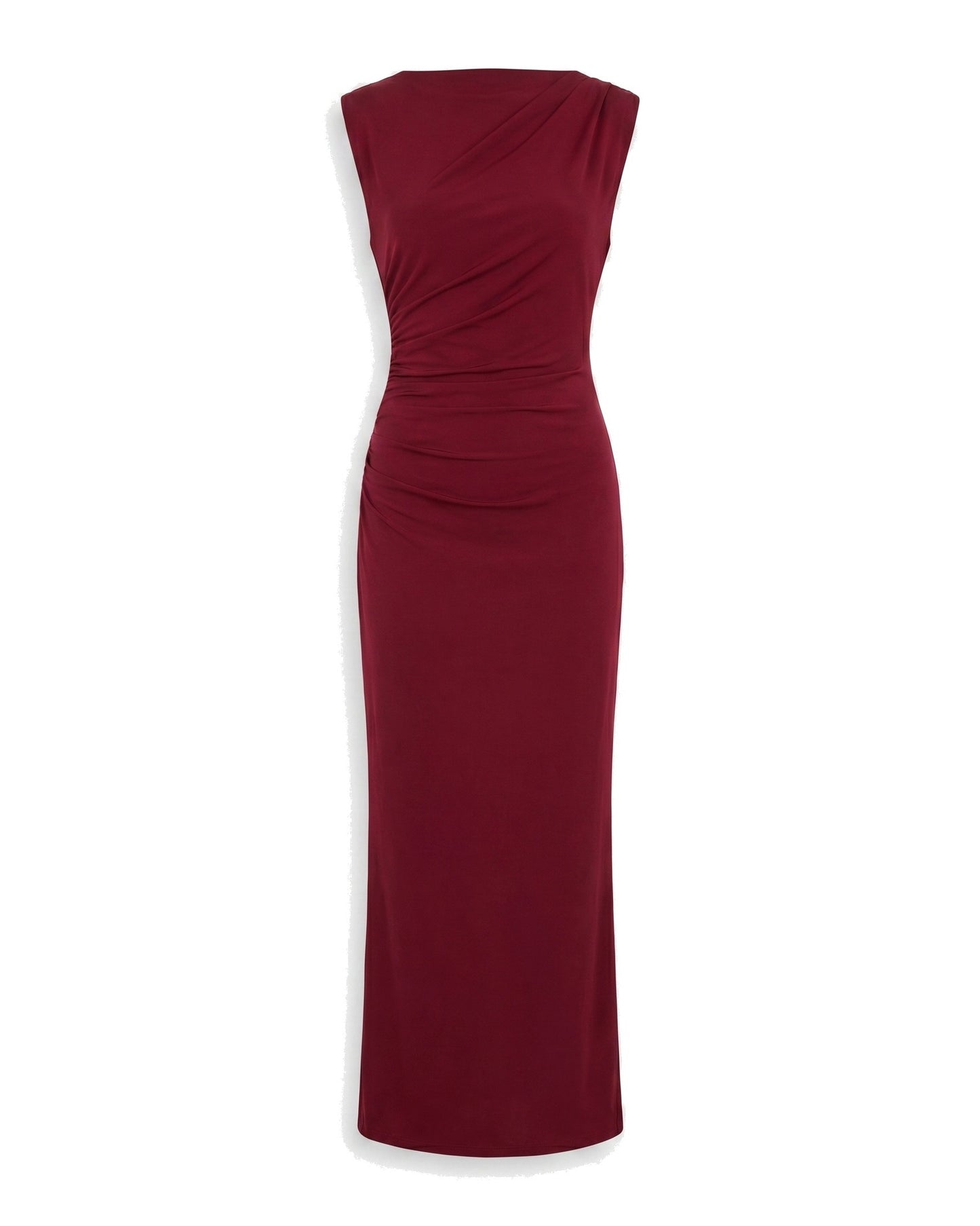 Martine Dames Midi Jurk | Gedrapeerde Taille | Ronde Halslijn