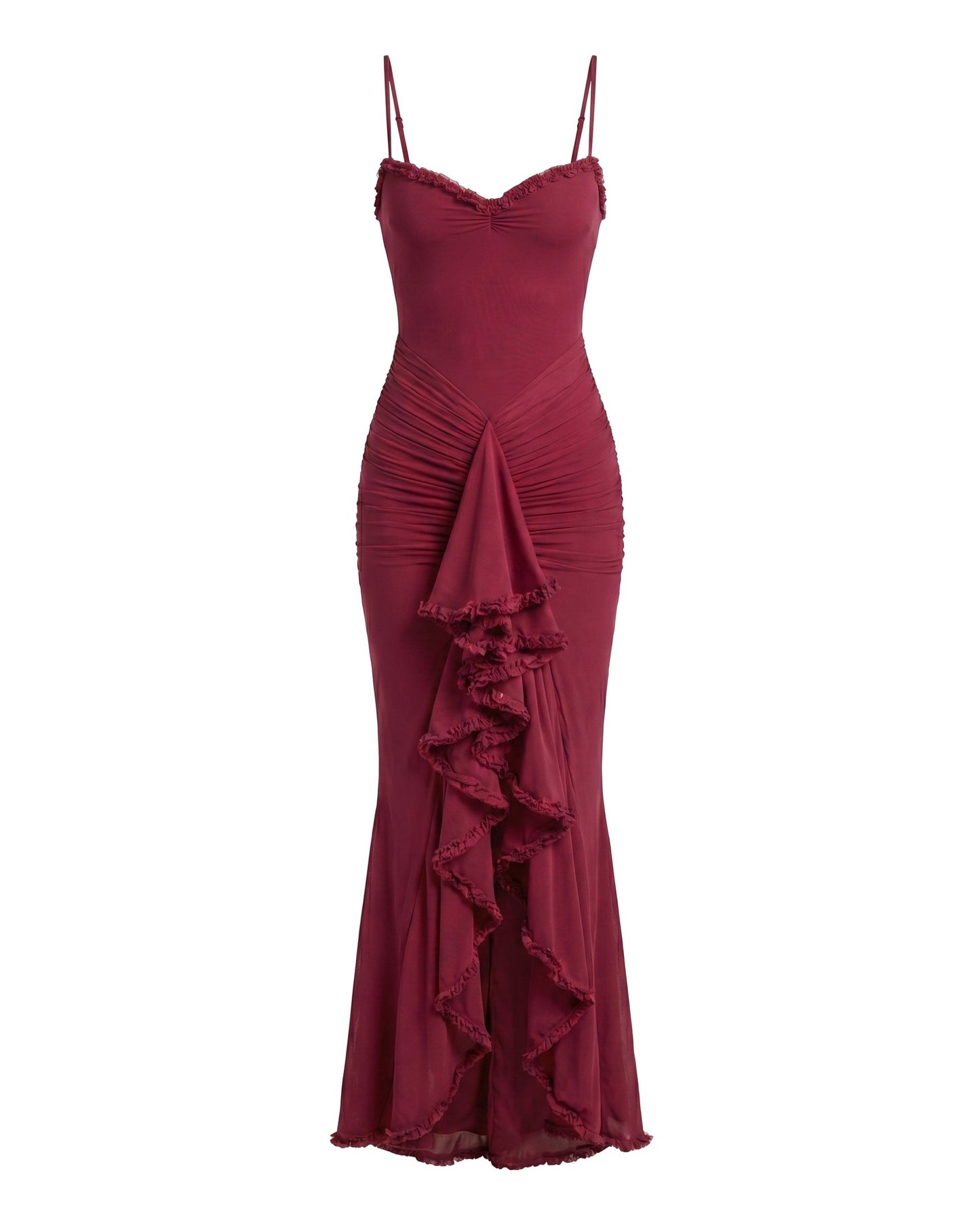 Miranda Dames Maxi Jurk | Sweetheart Hals | Ruffle Split