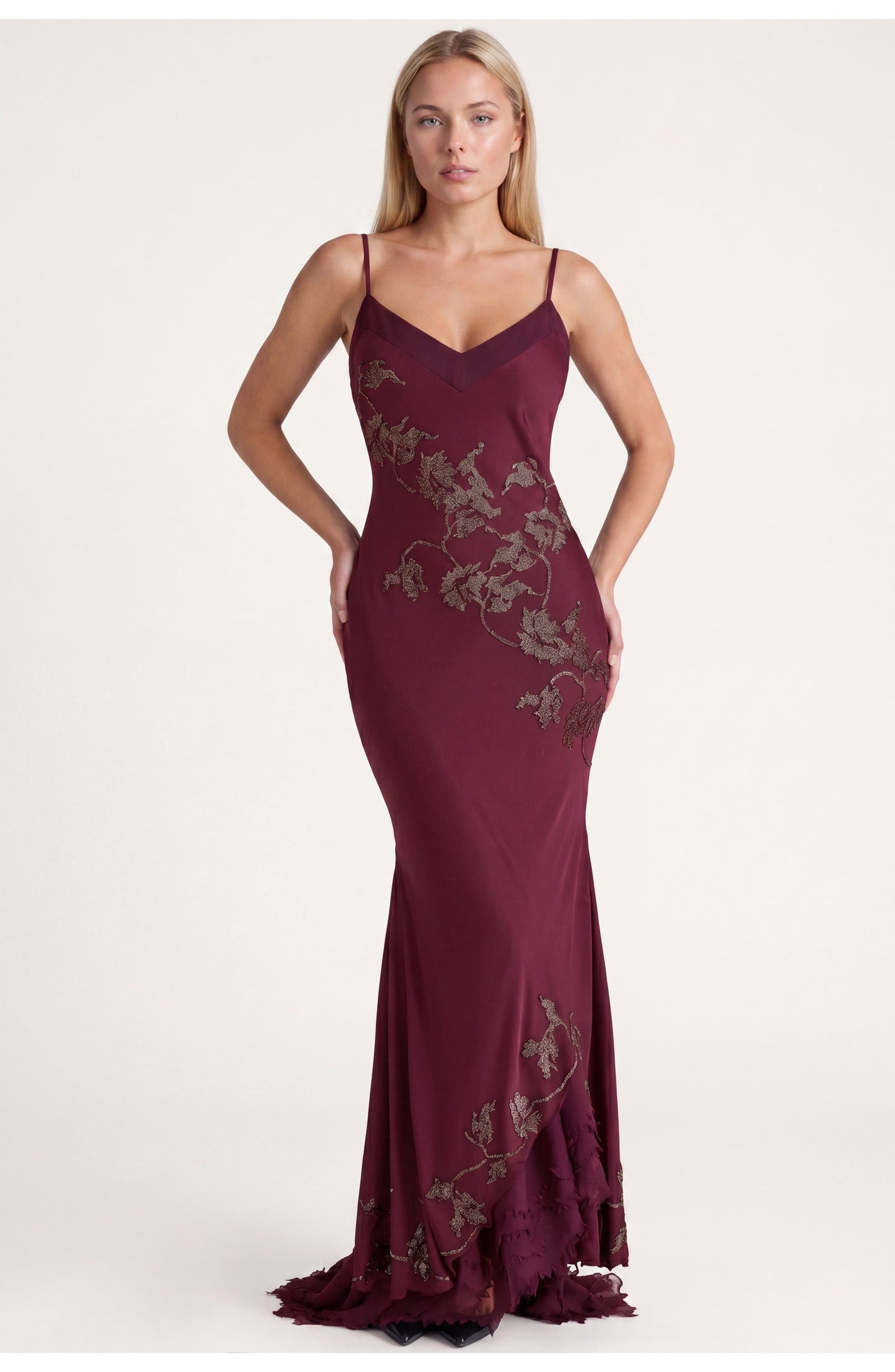 Clémentine Women's Maxi Dress | V-Neck | Embroidery