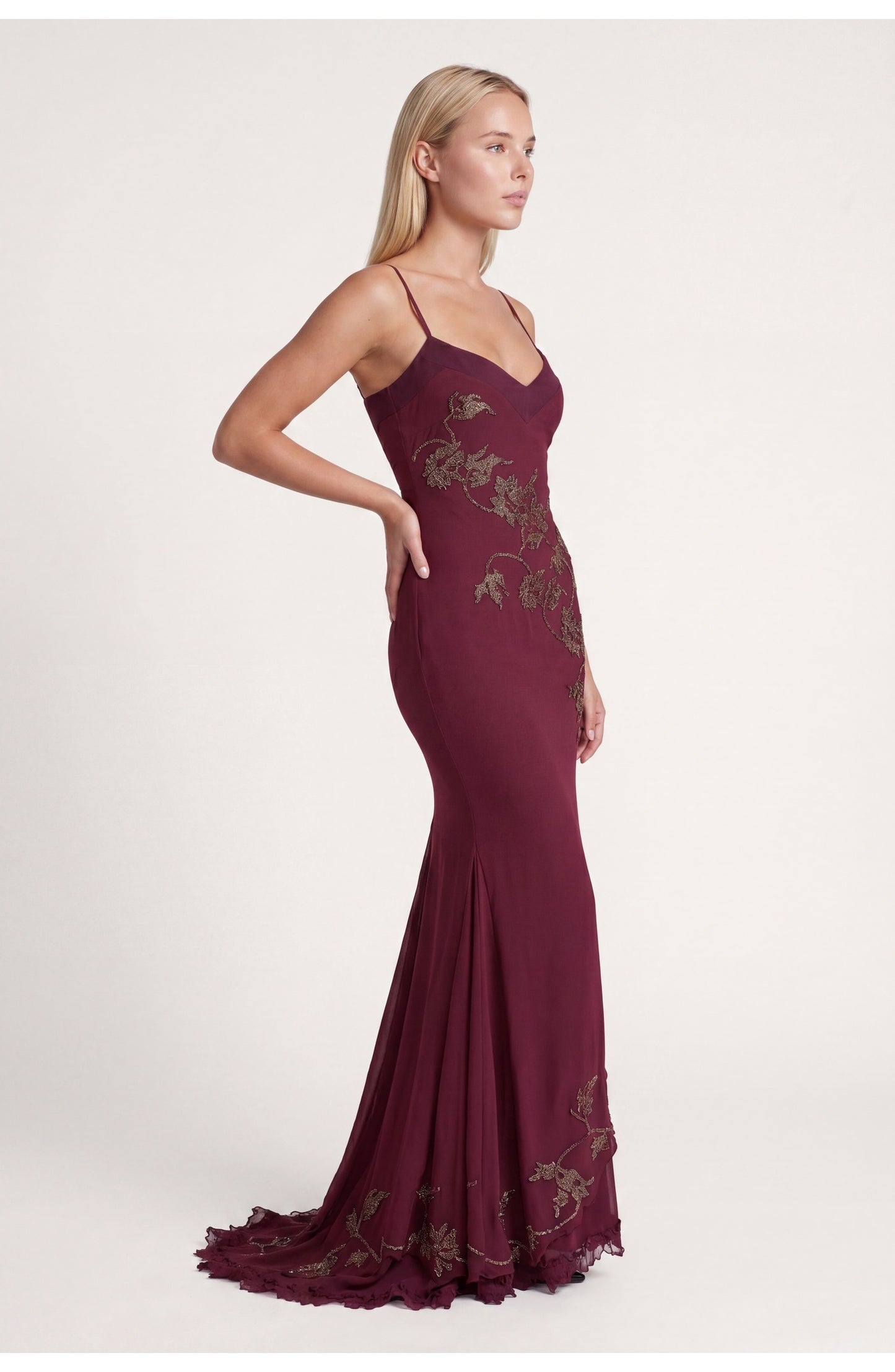 Clémentine Women's Maxi Dress | V-Neck | Embroidery