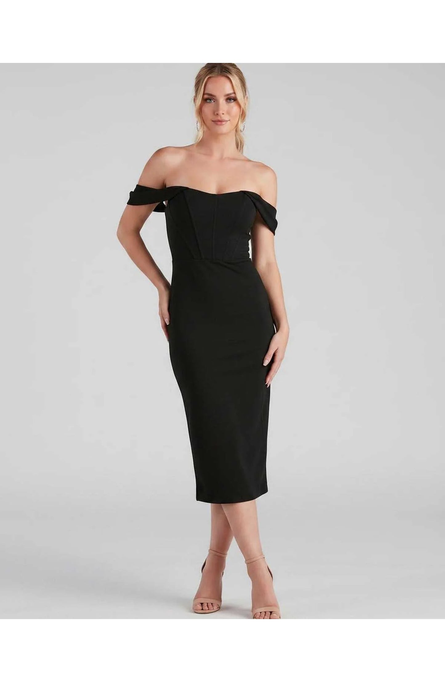 Judith Women's Midi Dress | Off-Shoulder | Bodycon Fit